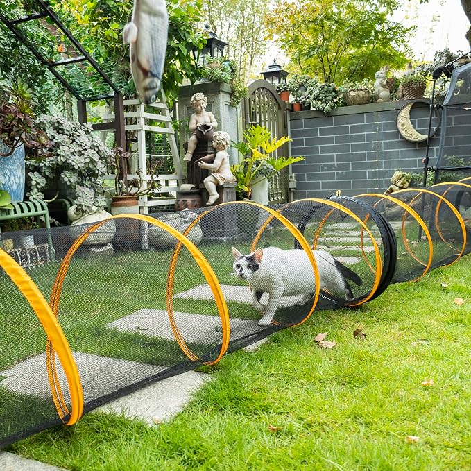 Cat Play Tunnel-for Indoor and Outdoor, Cat Play House, Cat Enclosures Easy to Connect with Two Zipper Doors,Product Size 67'' x 18'',2pcs /Set,Orange 2 Packs - Image 5