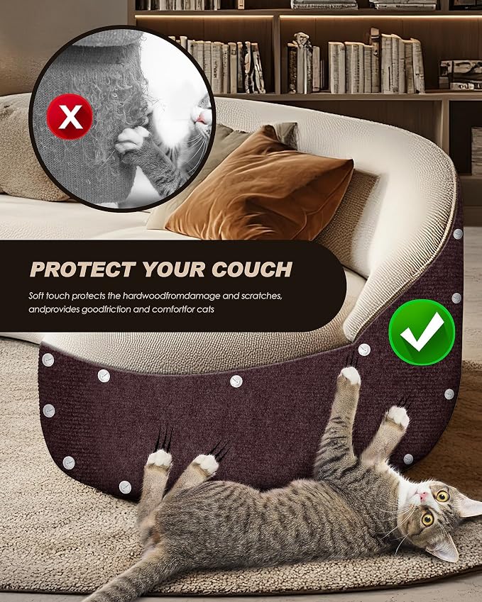 VIVOYAN 78.7"x15.8" Cat Scratch Mat,Trimmable Self-Adhesive Carpet,DIY Climb Cat Scratcher for Cat Couch Furniture or Wall Protector,Covering Cat Tower,and Replacement Pads (Brown) - Image 6