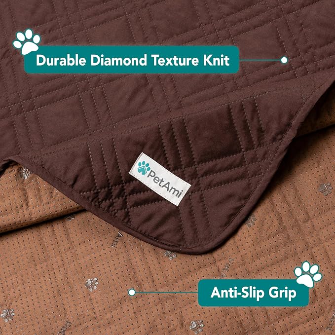 PetAmi Waterproof Couch Cover for Dog Nonslip Bed Sofa Blanket, 68x82 Brown | Leakproof Furniture Protector for Pet Cat, Machine Washable Pee Proof Mat for Chair Car Seat, Durable & Anti Slip Backing - Image 6