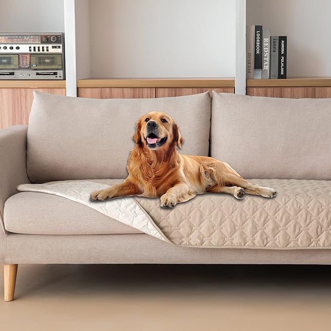 gogobunny Waterproof Blanket, Couch Covers for Dogs, Reversible Protector | 3X Stronger Leakproof, Scratch Proof Durable Furniture Protection, Stain Resistant, Washable, 30x70 Inch Dark/Light Beige by gogobunny