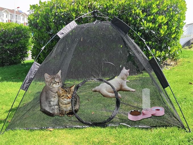 Portable Large Pop Up Pet Cat Tents Enclosures House for Outside Patio Indoor for Cat Puppy Rabbit Small Animals,Quick Opened,Independent or can be Connected to Tunnels - Image 2