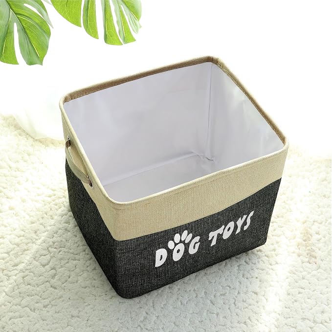 PET ARTIST Dog Toy Basket, Large Collapsible, Black, L:15"x13"x12" | Dog Toy Bin Box, Comfortable Handles, Large Pet Toy Storage Organizer, For Accessories, Toys, Coat & Clothing, Blanket Leash - Image 6