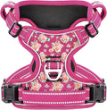 HEELE Large Dog Harness, Reflective, No Pull No Choke, Flower Rose, XL | Front Clip for Large Dog Harness, 2 Metal Rings with Handle, Adjustable, Soft Breathable Padded Pet Vest for Night Walking by HEELE