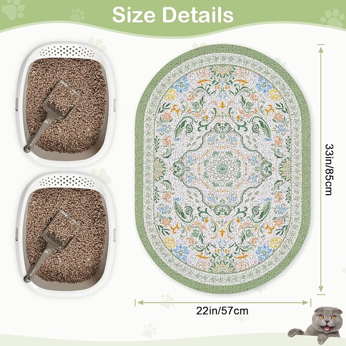 Bienbee Cat Litter Mat, 33" x 22" Dense Trapping Mesh for Litter Boxes | Litter Box Mat with PVC Mesh, Waterproof &Urineproof, Non-Slip Grip, Soft On Kitty Paws and Easy to Clean to Protect Floor - Image 6