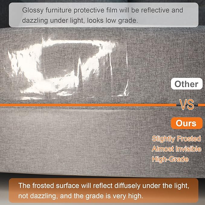 Cat Scratch Furniture Protector for Couch, Clear Cover from Cat Claws | Clear Self-Adhesive Furniture Protector Helps Stop Cat Scratching On Couches And Sofas With Easy, Clean Removal - Image 2
