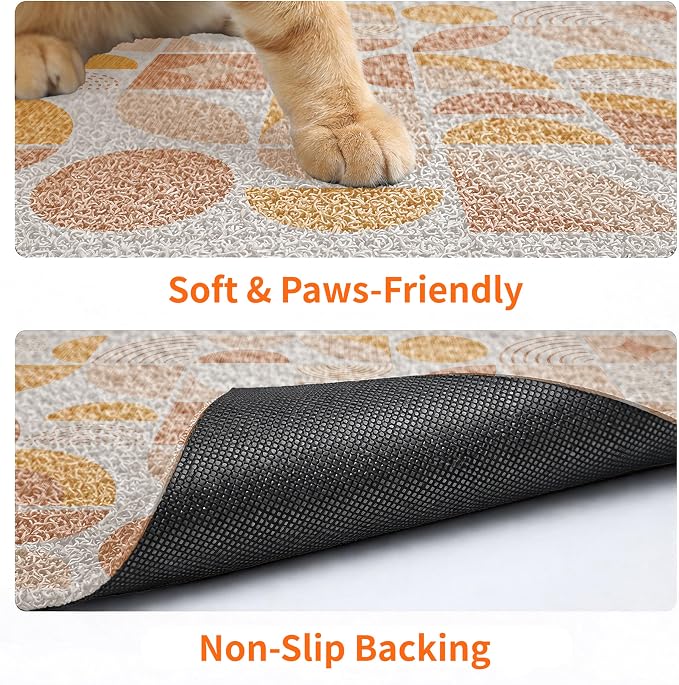 Cat Litter Mat 33" x 22" for Litter Box, Non-Slip Washable Floor Mat with Litter Trapping Design, Scatter Control for Cats and Kittens, Orange - Image 4