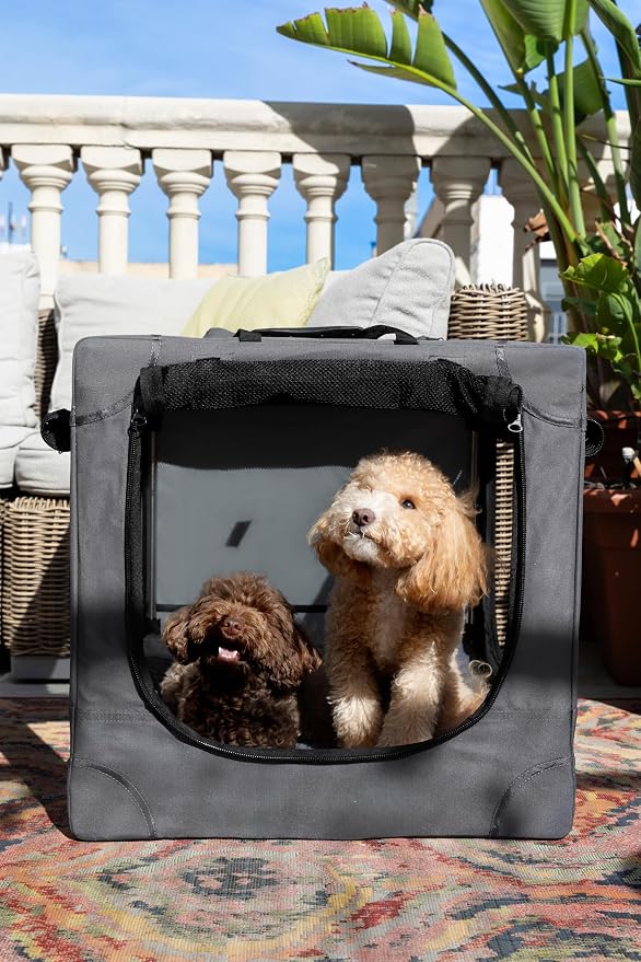 Noah & Paw Collapsible Dog Crate 30 Inches, Large Dog Crate for Large Medium Breeds, Travel Kennel for Car, Including Pet Mat for Pet Cage, 2 Storage Pockets, Handbag, 10mm Locking Zipper 30*21*21 - Image 3