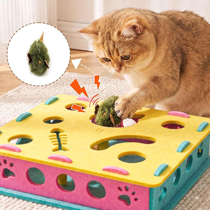 21 Pcs Interactive Cat Toys for Indoor Cats, Cat Puzzle Box with Rechargeable Automatic Ball, Hanging Toy, Plush Mice and Balls 3-in-1 Kitten Toys for Indoor Bored Kittens - Image 9