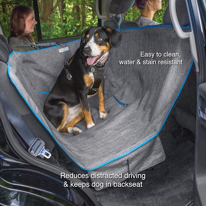 Kurgo Heather Half Hammock Seat Cover, Heather Grey | Protects Seats from Muddy Paws & Pet Hair, Leaves Room for Cargo or Child Seat, Water & Stain Resistant, Secure Fit - Image 4