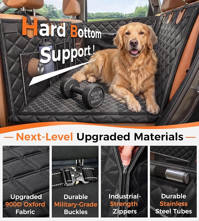 Doglike UNBREAK Hard Bottom Dog Car Seat for Back Seat Passenger Frinedly | [Military-Grade Protection], 450LB Ultra-Support Back Seat Extender for Dogs Carseat, Waterproof Pet Carseat XL Size - Image 5