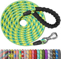 NTR Long Dog Leash,15FT Rope Leash for Dog Training with Swivel Lockable Hook,Reflective Threads and Comfortable Handle,Dog Lead for Walking,Hunting,Camping for Medium and Large Dog, Teal/Yellow by NTR
