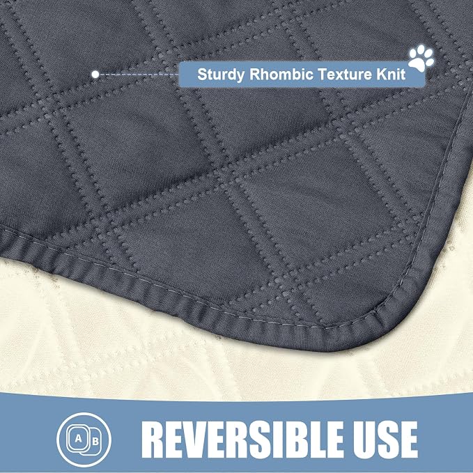 Smiry Waterproof Reversible Pet Couch Covers for Dogs | Pet Friendly, Soft Fabric, Washable Sofa Furniture Protector for Dogs Cat Kids, Checkered (30"x70", Dark Grey/Beige) - Image 4