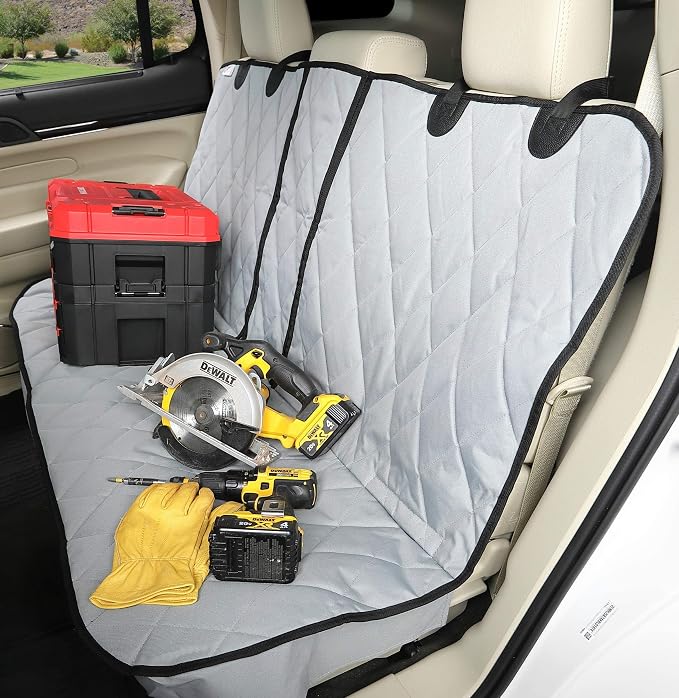 4Knines Dog Rear Seat Cover for Fold Down Seats - Fitted, Grey XL | Heavy-duty split design fits 60/40 and 50/50 fold-down seats. No Hammock. K9-Shield waterproof layer. Non-slip backing. - Image 8