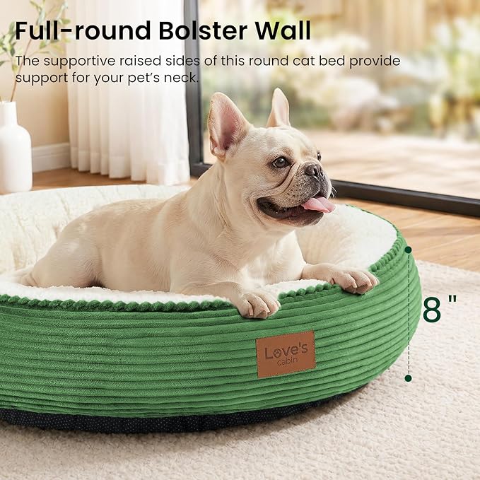 Love's cabin Round Donut Cat and Dog Cushion Bed, 30in Pet Bed for Medium or Large Dogs, Anti-Slip & Water-Resistant Bottom, Soft Durable Fabric Pet Beds, Washable Calming Cat Bed, Light Green - Image 6