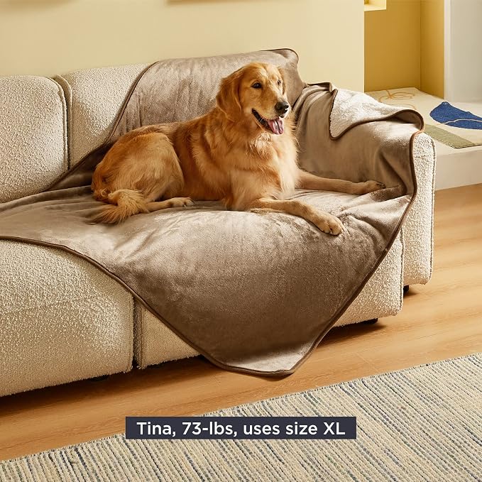 Bedsure Waterproof Dog Blankets for Large Dogs Sherpa Fleece Throw, 50X60 | Washable Soft Plush Pet Cat Blanket for Couch Cover, Reversible Cozy Calming Furniture Protector Warm for Senior Dogs,Camel - Image 9