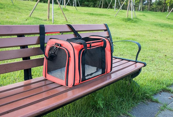 Soft Sided Carrier for Small Medium Cats Dogs,Removable Pad Collapsible Travel Pet Carrier Large Watermelon - Image 5