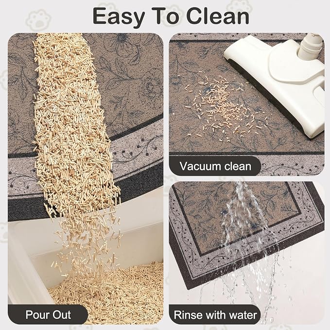 Glittme Cat Litter Mat, 33"x22" Non-Slip Washable Trapping Mat for Cats | Litter Trapping Mat With Thick PVC Coil To Catch Scatter, Soft On Paws And Waterproof Bottom To Protect Floors - Image 3