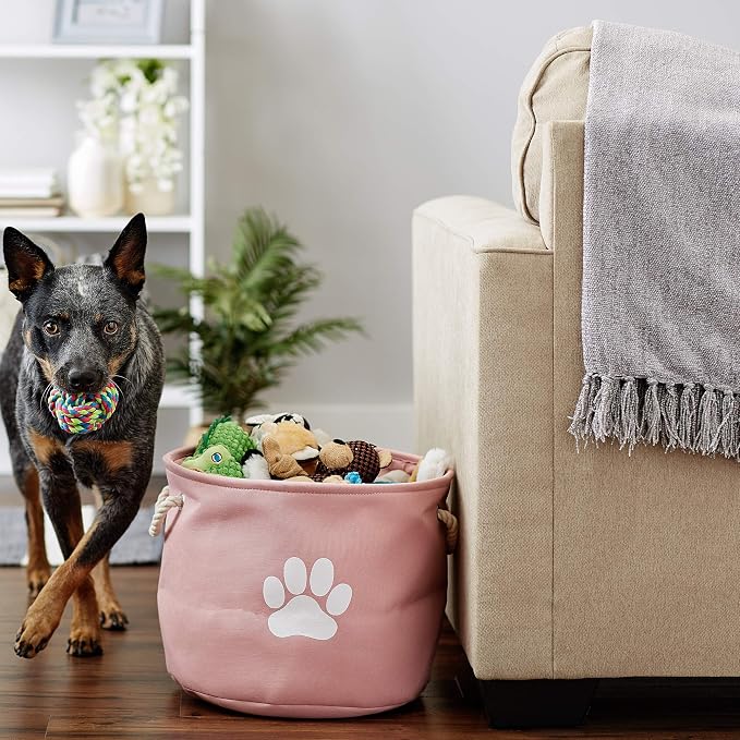 Bone Dry Pet Storage Collection Collapsible Bin, Rose, Medium Round - Image 5