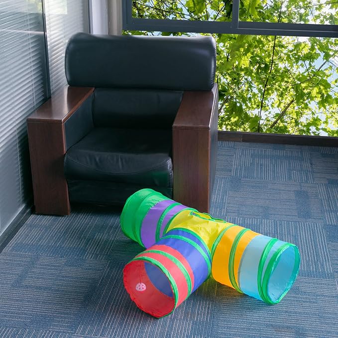 Cat Tunnel, Collapsible Tube with 1 Play Ball Kitty Toys, 3 Ways Cat Tunnels for Indoor Cats, Puppy, Kitty, Kitten, Rabbit (Rainbow) - Image 7