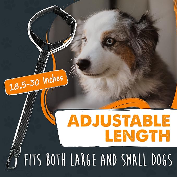 Mighty Paw Dog Seat Belt for Car Headrest, for Small, Medium & Large Dogs | Adjustable, Nylon, Aircraft-Grade Aluminum Carabiner, Tangle-Free Swivel Clip, Adjusts 18.5-30 In - Image 2