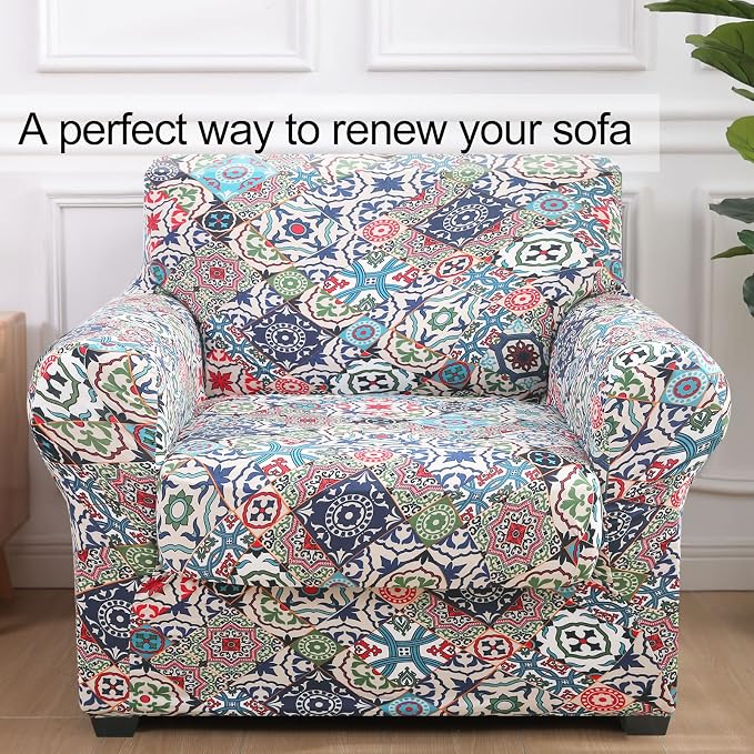 hyha Stretch Couch Covers, Chair/Sofa Covers, Armchair Slipcover for Dogs | Floral Pattern, Printed, 2 Pieces, Separate Couch Cushion Slipcover, Soft Chair Cover with Elastic Bottom for Pets (Armchair) - Image 8