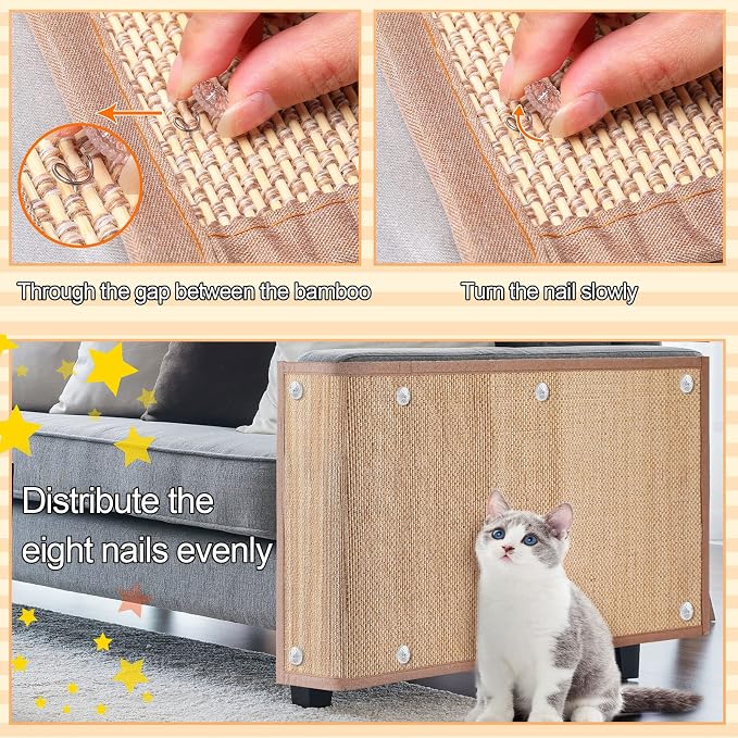 Newwiee 2 Pcs Cat Scratch Furniture Protector Mat Sofa Couch Protector for Cats Pet Scratching Pads for Couch, Sofa, Chair, Easy Installation(19.7 x 31.5 Inch) - Image 3