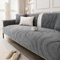 Couch Cover for Dogs, Velvet Fleece Non-Slip Sofa Covers Washable | Sofa Slipcovers for 3 Cushion Couch, Furniture Protector for Pet, L Shaped Sectional Couch Cover Wavy Grey, 36"X83" (1 Pcs) by KaviKon