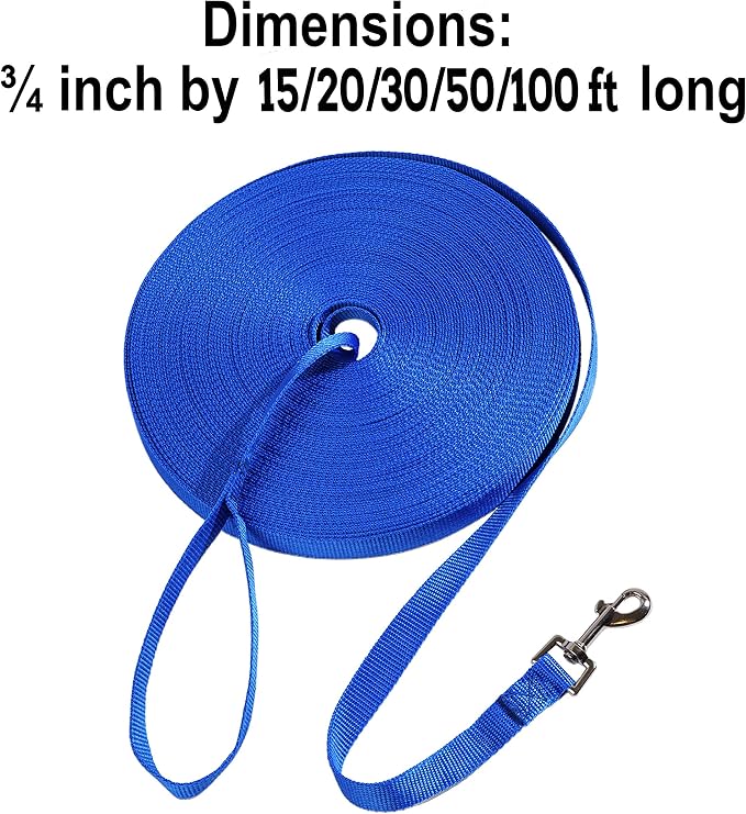 Hi Kiss Dog/Puppy Obedience Recall Agility Lead - 15ft, 20ft, 30ft, 50ft, 100ft Training Leash - Great for Training, Play, Camping, Backyard Blue 20 Feet - Image 4