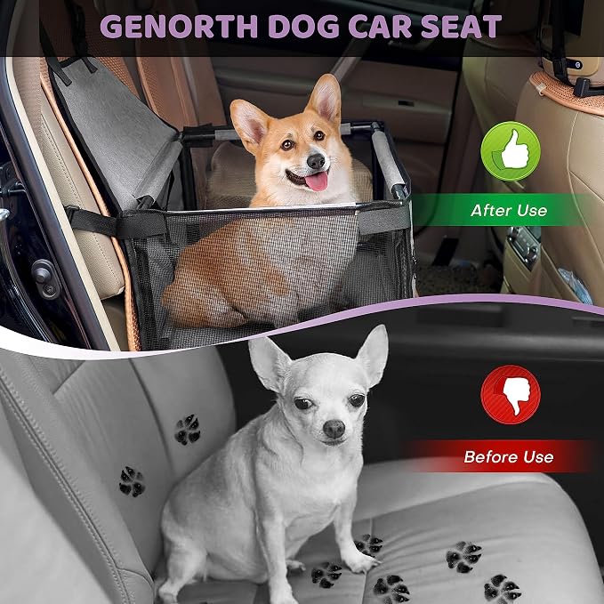 GENORTH Dog Car Seats for Small and Medium Dogs,Portable Puppy/Pet Car Booster Seat with Clip-On Leash and Mesh Window for Pet Up to 20 lbs - Image 7