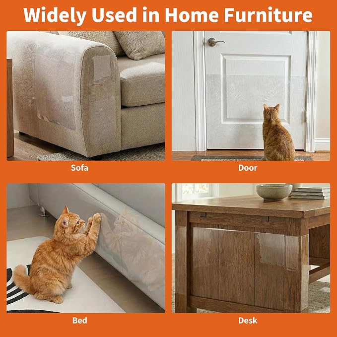 Cat Scratch Furniture Protector 12 Sheets with 50 Twist Pins XL 17" x 12" | Scratch Protector for Cats, Non-Toxic Safe for Kids & Pets, No Residue Couch Protector from Cat Scratching, Cuttable to Fit - Image 5