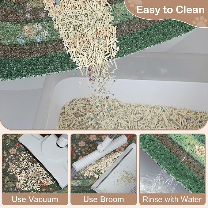 Bienbee Cat Litter Mat, 33" x 22" Dense Trapping Mesh for Litter Boxes | Litter Box Mat with PVC Mesh, Waterproof &Urineproof, Non-Slip Grip, Soft On Kitty Paws and Easy to Clean to Protect Floor - Image 4
