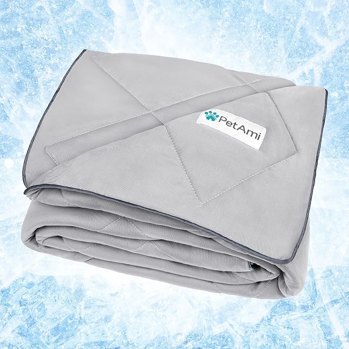 PetAmi Premium Cooling Dog Blanket | Lightweight Fluffy Pet Throw Blanket Bed Cover for Dogs, Cat, Puppies | Pet Blanket Furniture Protector Couch Sofa | Reversible Fuzzy Cozy | 60x80, Light Grey - Image 8