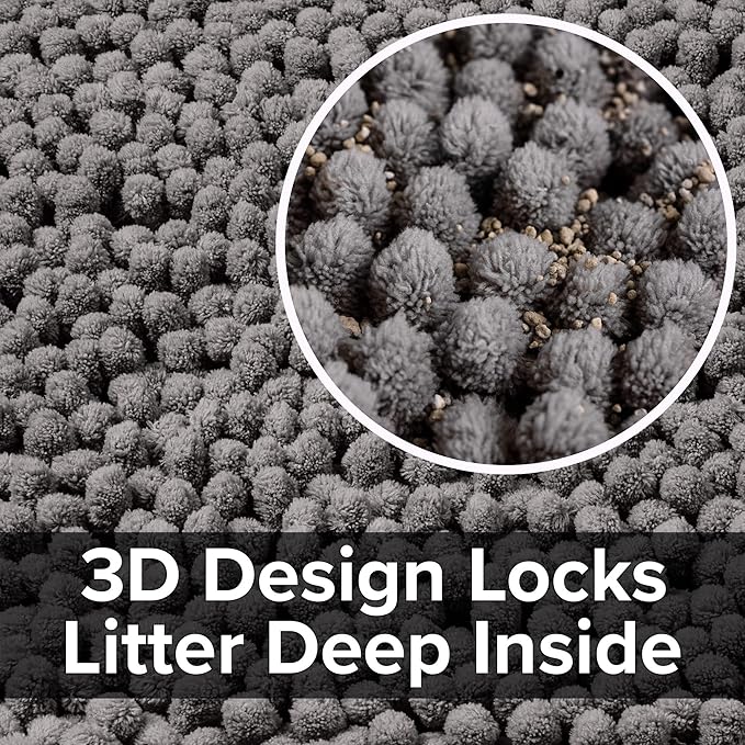 CatGuru Cat Litter Mat, Medium, Extra Large, XXL, Waterproof Litter Box Mat, Non Slip Kitty Litter Mat, Machine Washable Litter Trapping Mat, Soft Litter Tray, Cat Stuff (XL, Dark/Heavy-Duty) - Image 2