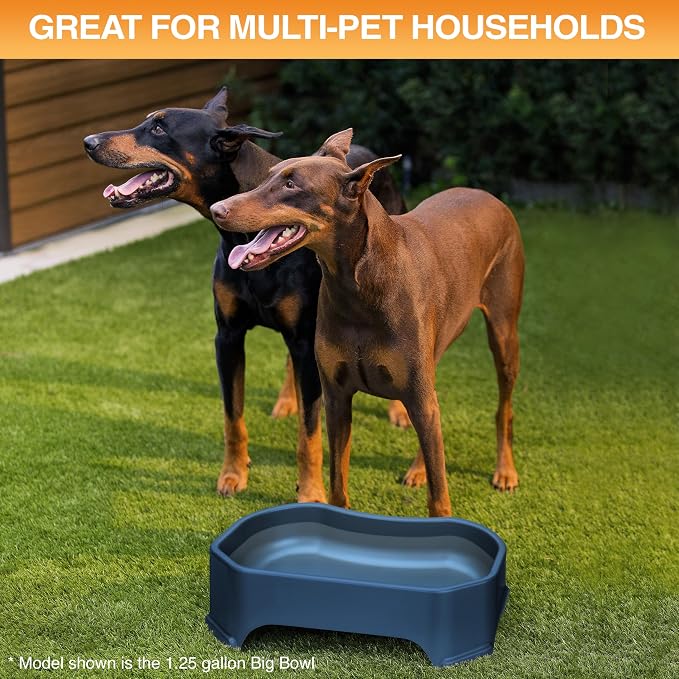 Neater Pet Brands Extra Large Water Bowl for Dogs, Outdoor Dog Water Bowl (2.25 Gallon XL Capacity), Big Trough Style Food Dish for Indoors or Outside, No Spill Large Dog Bowls, Dark Blue - Image 4