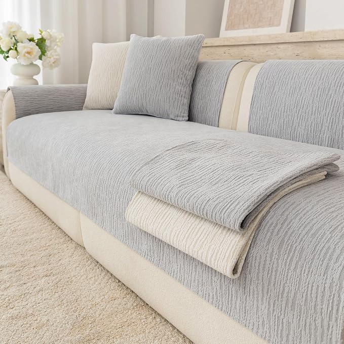 Waterproof Couch Cover for Dogs,Nonslip Sofa Cover for L Shaped Sofa,Washable Furniture Protector Pet Friendly(Light Gray,36"x36") - Image 6