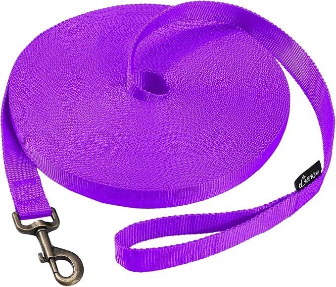 HIKISS Long Dog Leash Obedience Recall Training Agility Lead with Thickening Material for Large Dog - 15ft 20ft 30ft 50ft 100ft Training Leash(Purple 50ft) by HiKiss