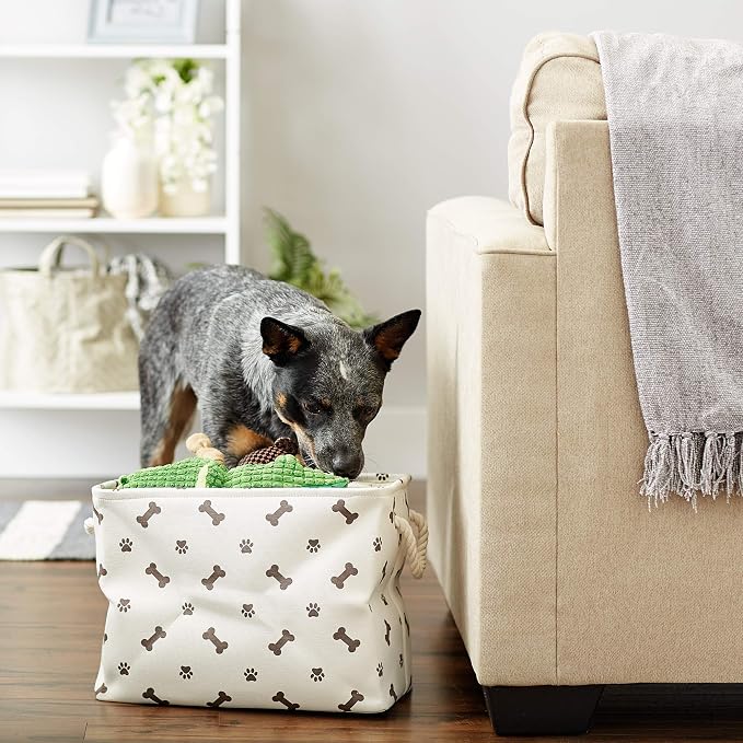 Bone Dry Pet Storage Collection Paw and Bone Print, Medium Rectangle, 16x10x12, Dark Brown - Image 5