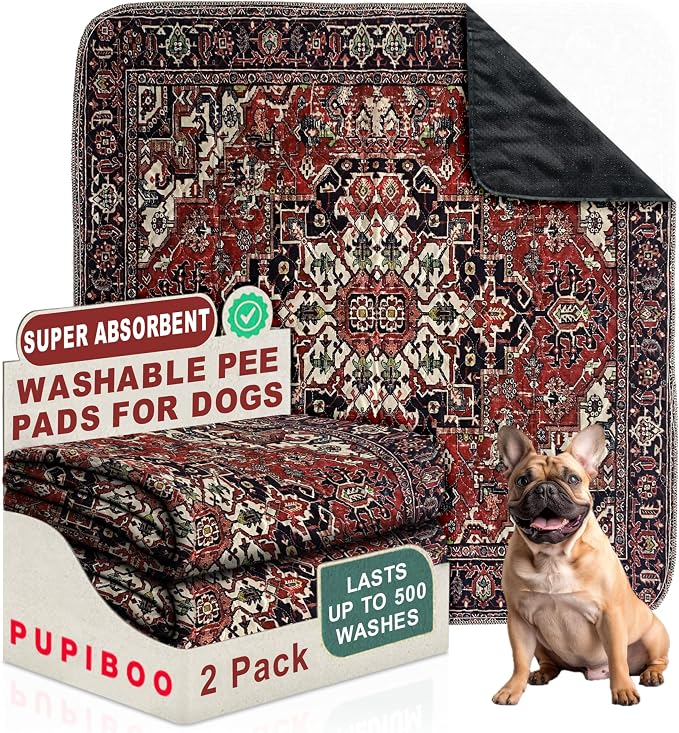 PUPIBOO Washable Pee Pads for Dogs and Cats - Super Absorbent Reusable Puppy Training Pads - 100% Waterproof, Leak-Proof & Non-Slip Whelping Pads for Pet Housebreaking by PUPIBOO