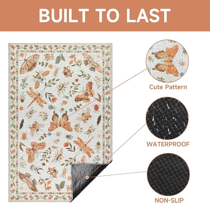 Cat Litter Mat, 24" x 16" Litter Mat, Traps 100% Cat Litter, Non-Slip Litter Box Trapping Mat, Cute Decor Litter Mat, Easy Clean for Scatter Control, Waterproof Urine Protection - Image 4