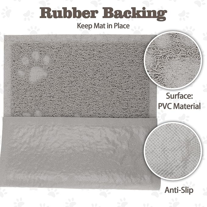 Darkyazi Cat Litter Box Mat for Floor Litter Trapping Mat Non-Slip Backing, Scatter Control, Easy Clean, Water Resistant, Soft on Paws (15.75" x 11.75",Gray Sand) - Image 3