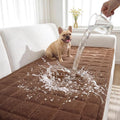 Fixwal Waterproof Corduroy Dog Couch Cover, 27.6" x 70.9", Dark Brown | Integrated TPU Barrier, Non-Slip Backing, Machine Washable, Pet Friendly, Easy Clean Pet Hair, Soft Sofa Cushion Protector by Fixwal