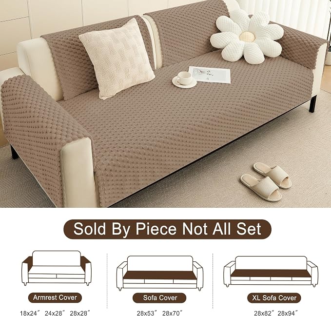 Foxdecor Couch Cover for Dogs Sofa Covers Non Slip Couch Pad Pet Friendly | Pet Couch Covers Washable Sofa Protector, Furniture Cover Couch Seat Protector for Living Room, Brown 28x94 Inch - Image 6