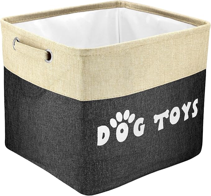 PET ARTIST Dog Toy Basket, Large Collapsible, Black, L:15"x13"x12" | Dog Toy Bin Box, Comfortable Handles, Large Pet Toy Storage Organizer, For Accessories, Toys, Coat & Clothing, Blanket Leash by PETARTIST