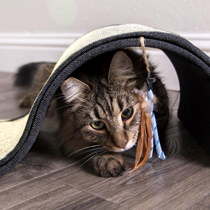 Petlinks Dream Curl Carpet Cat Scratcher, Dual-Surface Cat Scratching Post, Lounge & Hide Scratchers for Cats & Kittens, Gray, Furniture Protector, One Size Fits All Cats - Image 7
