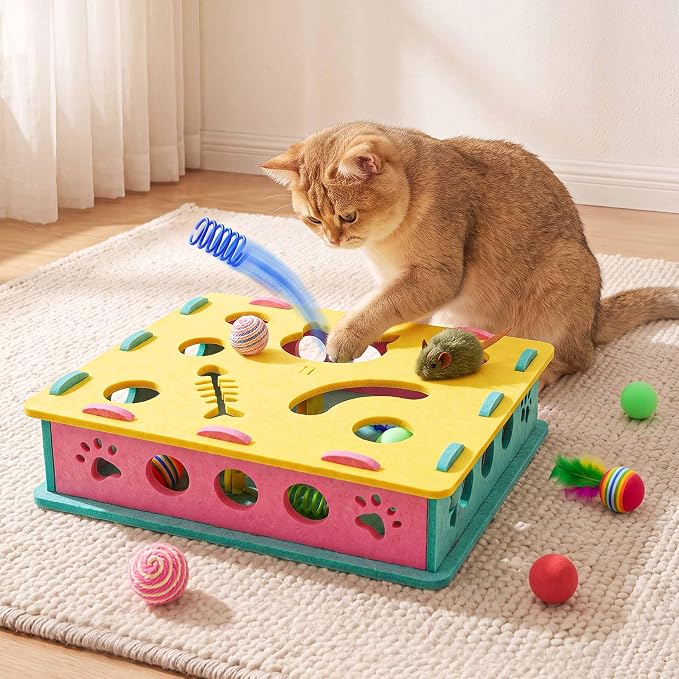 21 Pcs Interactive Cat Toys for Indoor Cats, Cat Puzzle Box with Rechargeable Automatic Ball, Hanging Toy, Plush Mice and Balls 3-in-1 Kitten Toys for Indoor Bored Kittens - Image 3