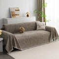 MYSKY HOME Couch Covers for 2 Cushion Couch Sectional Sofa, L Shape Sofa Protector Sand Chenille Couch Cover, Sofa Covers Washable Blanket with Tassel Pet Couch Cushion Cover, 71"X102" by MYSKYHOME