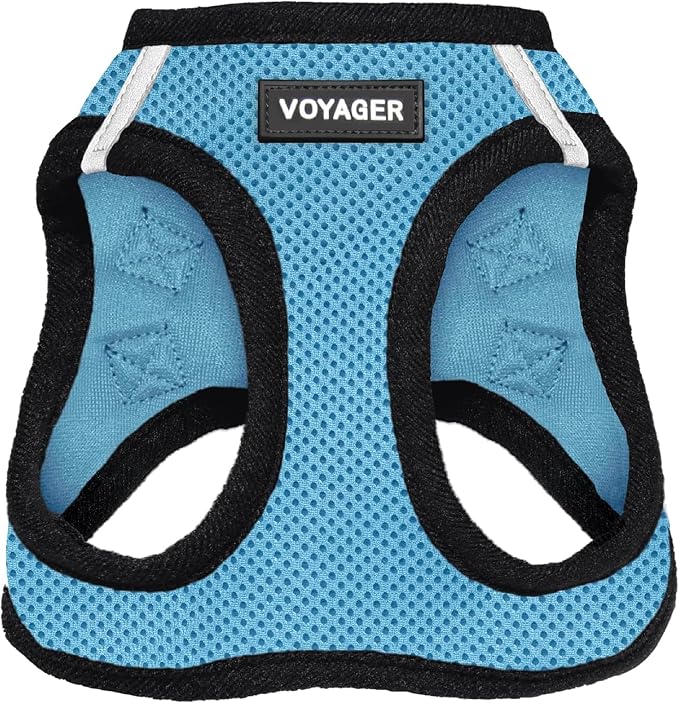 Voyager Step-in Air Dog Vest Harness - Baby Blue/Black Trim, Small | 14.5-16" in Chest, Reflective Bands, All Weather Breathable Air Mesh, Cats Compatible, Lightweight, Fast Drying by BestPetSuppliesLLC