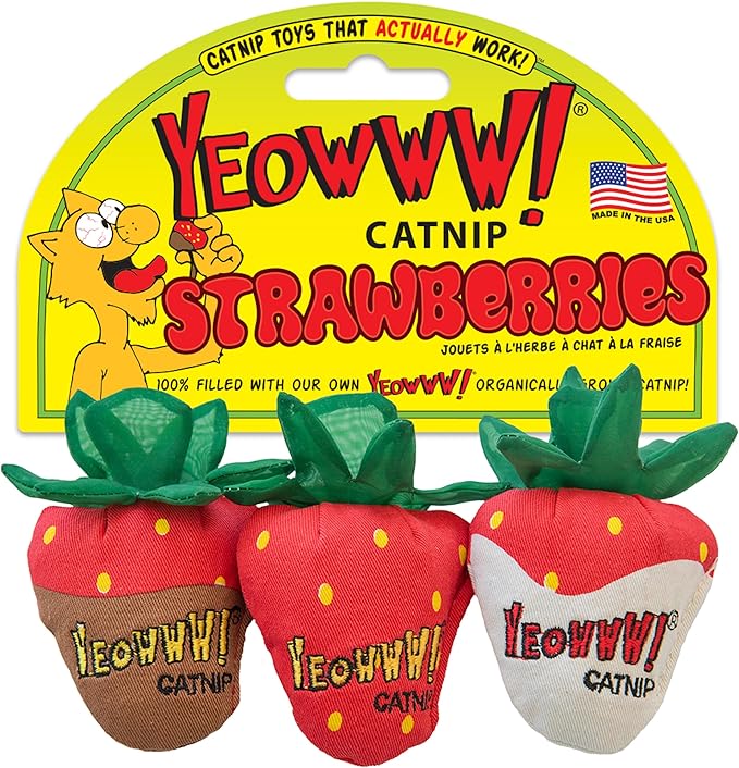 Yeowww!, Strawberries Catnip Cat Toy, 3 Count by YeowwwCatnip