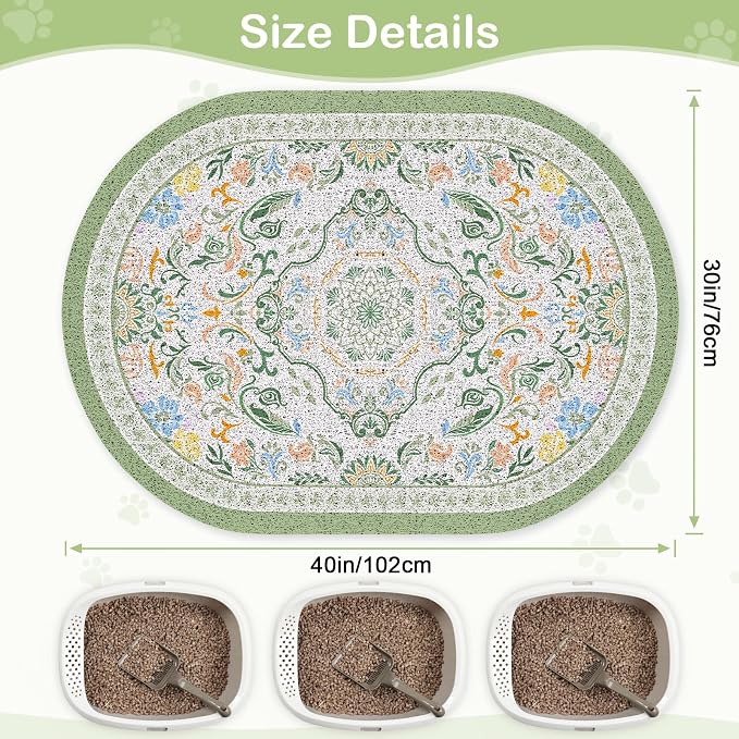 Bienbee Cat Litter Mat, 40" x 30" Dense Trapping Mesh for Litter Boxes | Litter Box Mat with PVC Mesh, Waterproof &Urineproof, Non-Slip Grip, Soft On Kitty Paws and Easy to Clean to Protect Floor - Image 6