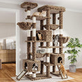 Sha Cerlin 87 in Multi-Level Tall Cat Tree Tower for Large Cats/Extra Wide Feline Activity Center/Sisal Scratching Posts/Wide Base/Cozy Plush Perches/Baskets/Hammocks/Toy Balls/Leopard Print by SHACERLIN